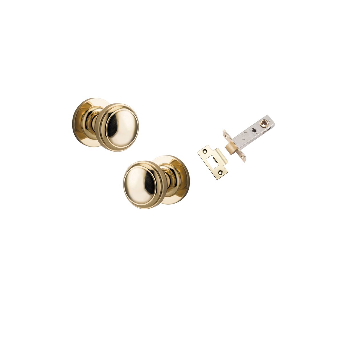 Iver Paddington Door Knob Round Rose Concealed Fix Pair, Passage Kit, Privacy Kit , Entrance Kit with High Security Lock -Polished Brass