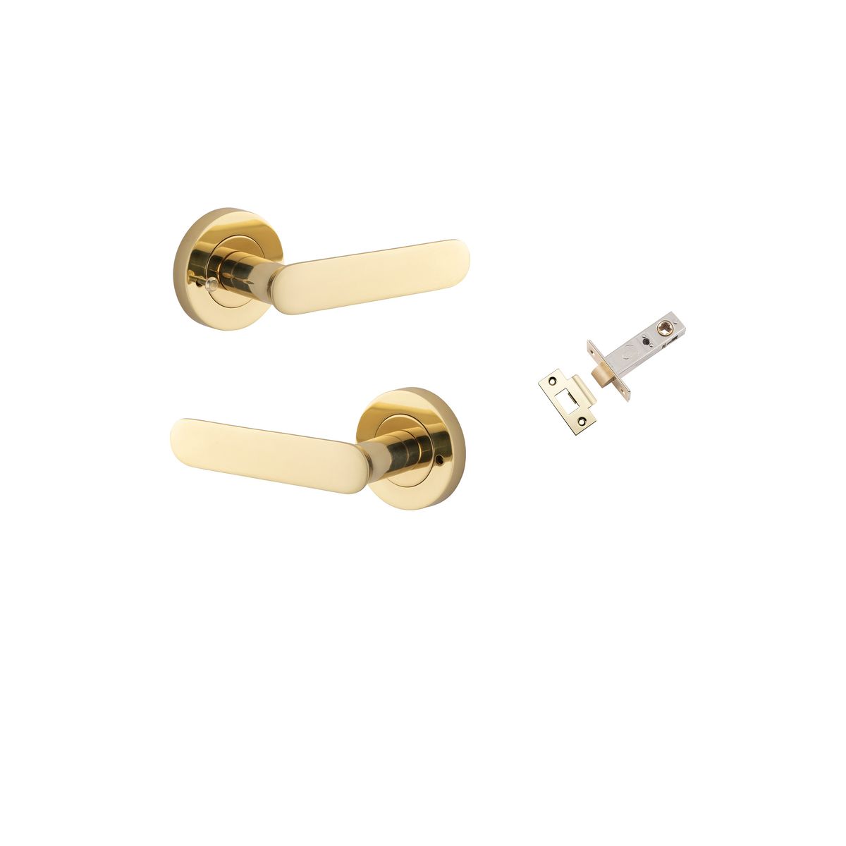 Iver Bronte Door Lever Rose Round Concealed Fix Pair, Passage Kit, Privacy Kit , Entrance Kit with High Security Lock -Polished Brass