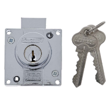 Carbine Australia Cupboard Lock  Bolt or Latch + keys, Rose, Strike, Screws ( Keyed to Differ ) With Cylinder - Set up as Bolt - Satin Chrome ,Chrome and Matte Black