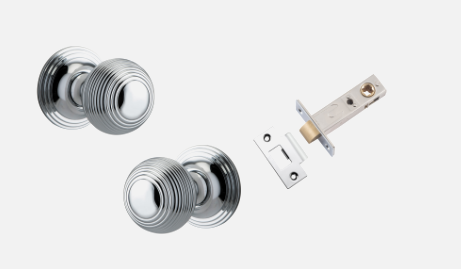 Iver Guildford Door Knob 0224 Round Rose Polished Chrome - Passage kit ,Privacy kit & Entrance Kit (Dual Function 5 pin and Key Thumb 6 Pin)