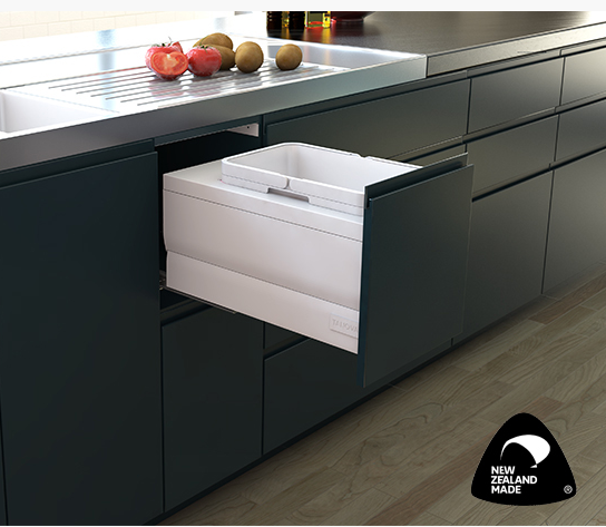 Tanova NZ Designer Soft Close Kitchen Bin - 450mm,400mm,350mm Cabinet - 1 x 50Litre ,1 x 36Litre ,,1 x 20Litre & 2 x 10Litre – White