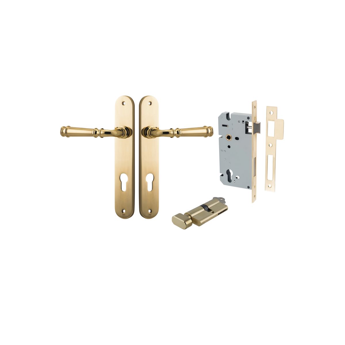 Iver Verona Door Lever Oval Latch Pair, Passage Kit, Privacy Kit , Entrance Kit with High Security Lock - Polished Brass