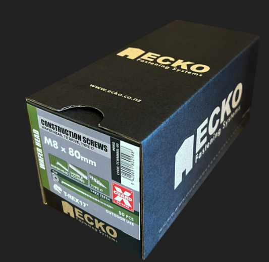 Ecko Construction Wafer Head TX40 XGuard Out Door TREX17 M8-80,100,120,140,160,180,200mm Pack of 50