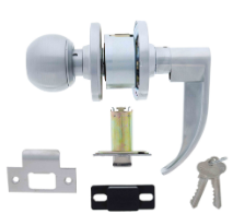 Carbine Australia Newmarket 3000 Cylindrical Classroom set - Knob Outside Locks / Unlocks,Lever 60mm & 70mm Backset C4 Keyed to Differ - Brushed Satin Chrome