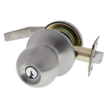 Carbine Australia Classroom set - knob outside Locks / Unlocks, 60/70mm Backset Lever C4 Keyed to Differ Satin Stainless Steel