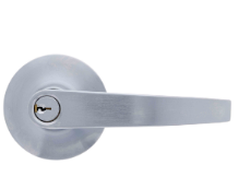 Carbine Australia Ascot Tiebolt Classroom set Disability Lever - outside Locks / Unlocks, 60/70mm Backset Lever C4 Keyed to Differ - Brushed Satin Chrome