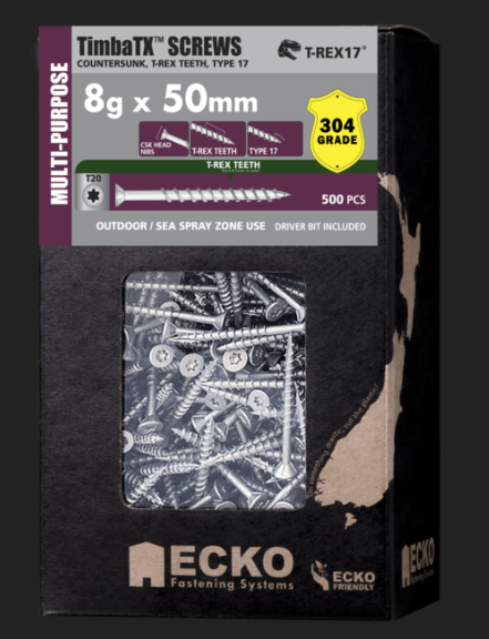 Ecko Timba TX Screw 304Stainless Steel T-REX17 -8G-20,25,32mm Pack of 1000