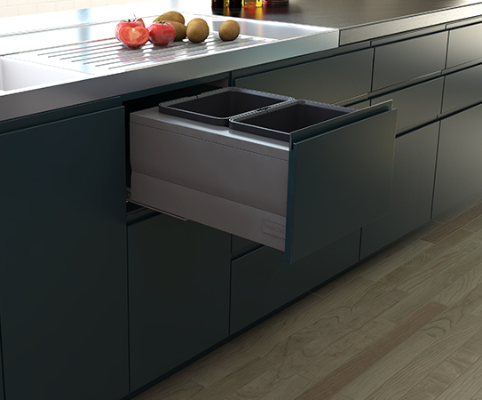 Tanova NZ Designer Soft Close Kitchen Bin -350mm, 400mm,450mm, Cabinet - 1 x 20Litre ,1 x 36Litre ,2 x 10Litre & 2 x 15Litre – Grey