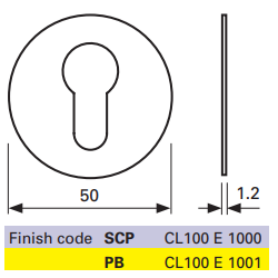 Cavity Slider For Doors Cavilock CL100 Escutcheon Flush Europrofile -Polished Brass & Satin Chrome