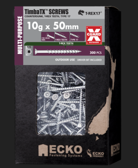 EckoTimba TX Screw X Guard Out Door T-REX17 10G-50,65,75,90,100mm Pack of 300