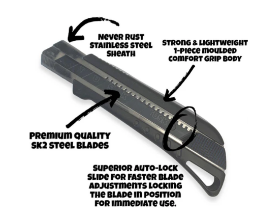 Tusk Heavy Duty Snap Off Knife 25mm- Auto Lock