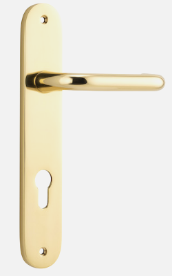Iver Oslo Door Lever 10346 Oval Backplate Polished Brass - Passage ,Privacy & Entrance