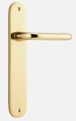 Iver Oslo Door Lever 10346 Oval Backplate Polished Brass - Passage ,Privacy & Entrance