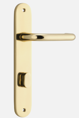 Iver Oslo Door Lever 10346 Oval Backplate Polished Brass - Passage ,Privacy & Entrance