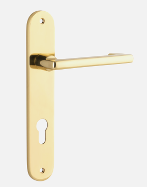 Iver Baltimore Return Door Lever 10352 Oval Back Plate Polished Brass - Passage ,Privacy & Entrance
