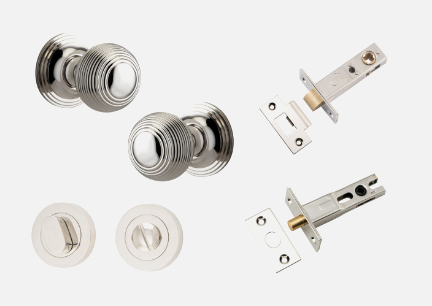 Iver Guildford Door Knob 0228 Round Rose Polished Nickel - Passage kit ,Privacy kit & Entrance Kit (Dual Function 5 pin and Key Thumb 6 Pin)