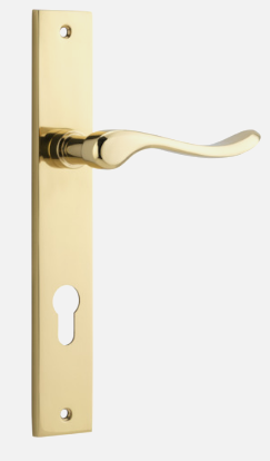 Iver Stirling Door Lever 10420 Rectangular Backplate Polished Brass - Passage ,Privacy & Entrance