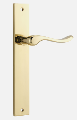 Iver Stirling Door Lever 10420 Rectangular Backplate Polished Brass - Passage ,Privacy & Entrance