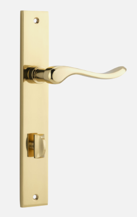 Iver Stirling Door Lever 10420 Rectangular Backplate Polished Brass - Passage ,Privacy & Entrance