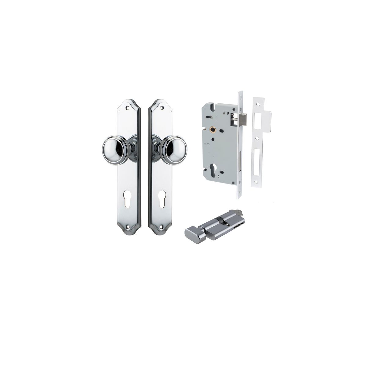 Iver Paddington Door Knob Shouldered Latch Pair, Passage Kit, Privacy Kit , Entrance Kit with High Security Lock - Polished Chrome