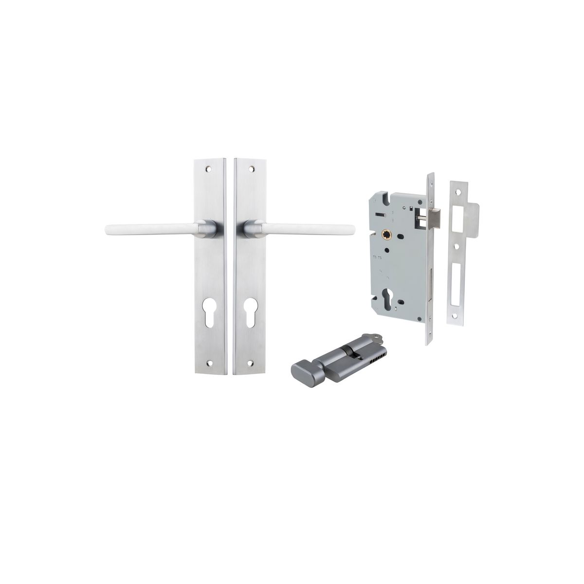 Iver Baltimore Door Knob Rectangular Latch Pair, Passage Kit, Privacy Kit , Entrance Kit with High Security Lock -Brushed Chrome