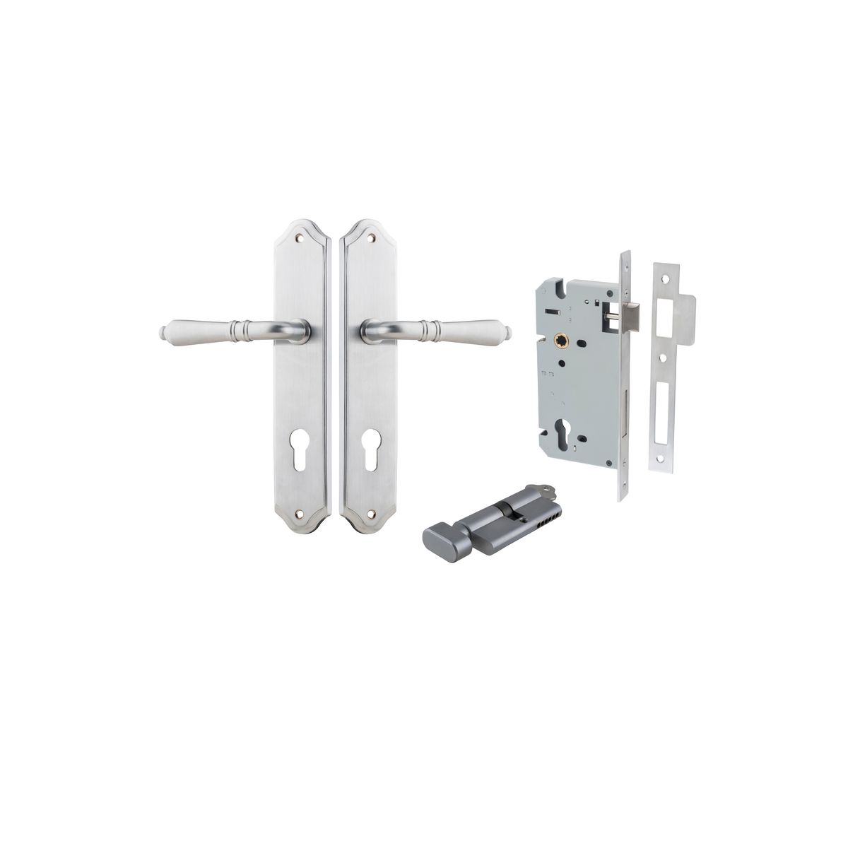 Iver Sarlat Door Lever Oval Latch Pair, Passage Kit, Privacy Kit , Entrance Kit with High Security Lock - Brushed Chrome