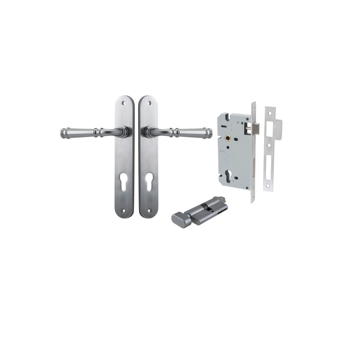 Iver Verona Door Lever Oval Latch Pair, Passage Kit, Privacy Kit , Entrance Kit with High Security Lock - Brushed Chrome