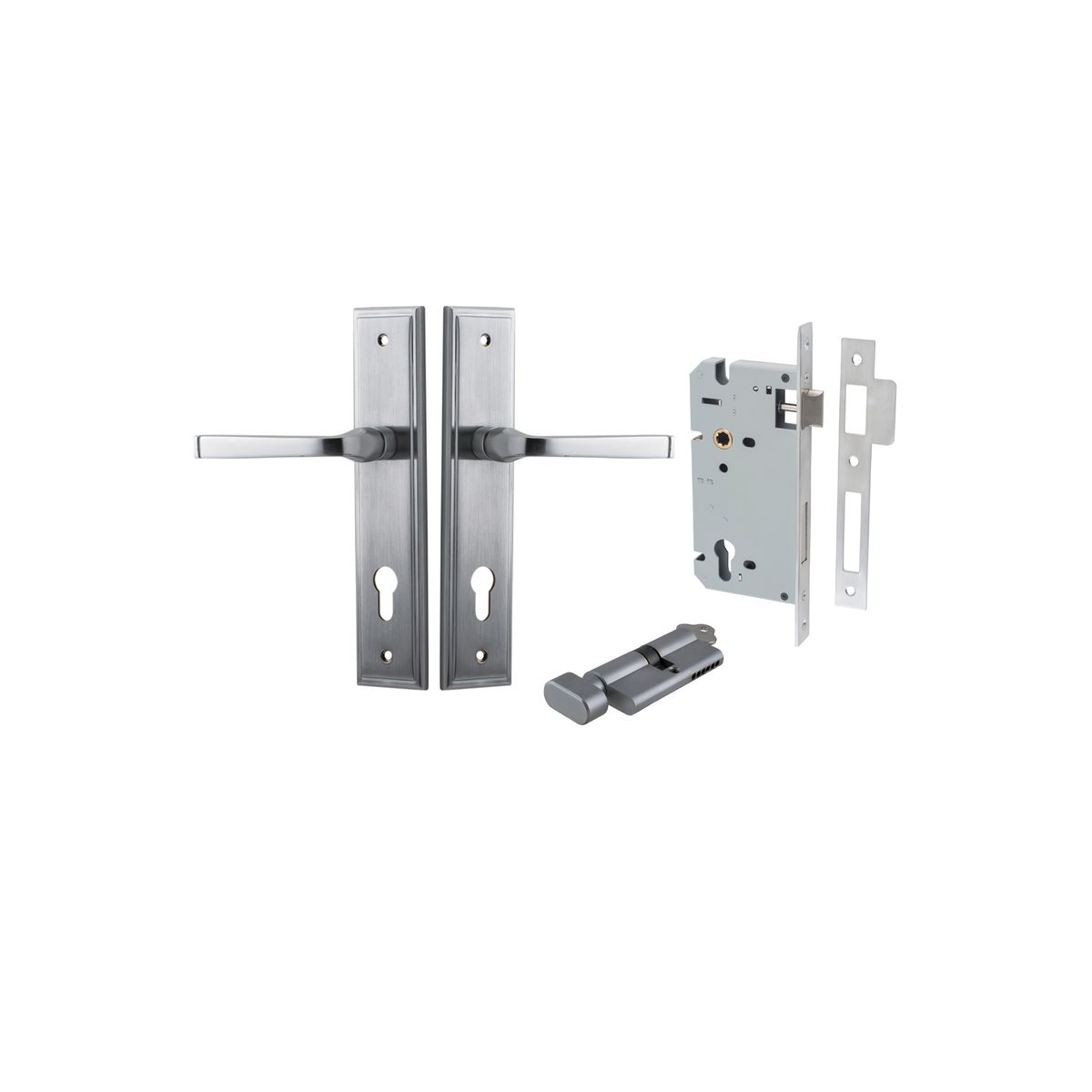 Iver Annecy Door Lever Shouldered Latch Pair, Passage Kit, Privacy Kit , Entrance Kit with High Security Lock -Brushed Chrome