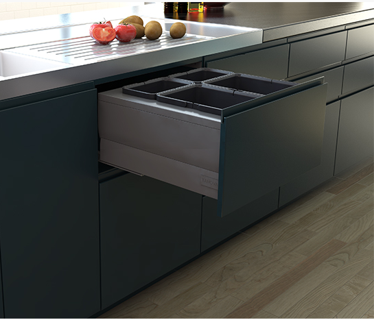 Tanova NZ Designer Soft Close Kitchen Bin -350mm, 400mm,450mm, 600mm Cabinet - 1 x 24L and 2 x 8Litre ,1 x 18L and 2 x 8Litre ,1 x 15L and 2 x 6Litre , 2 x 24L and 2 x 8Litre  ,2 x 18L and 2 x 8Litre & 2 x 15L and 2 x 6Litre – Grey