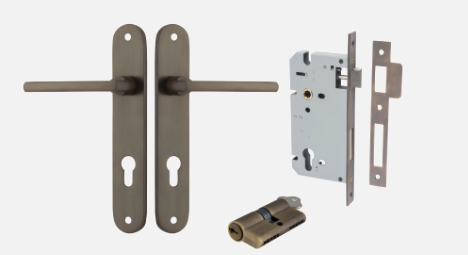 Iver Baltimore Door Lever 10726 Oval Backplate Signature Brass - Passage ,Privacy & Entrance