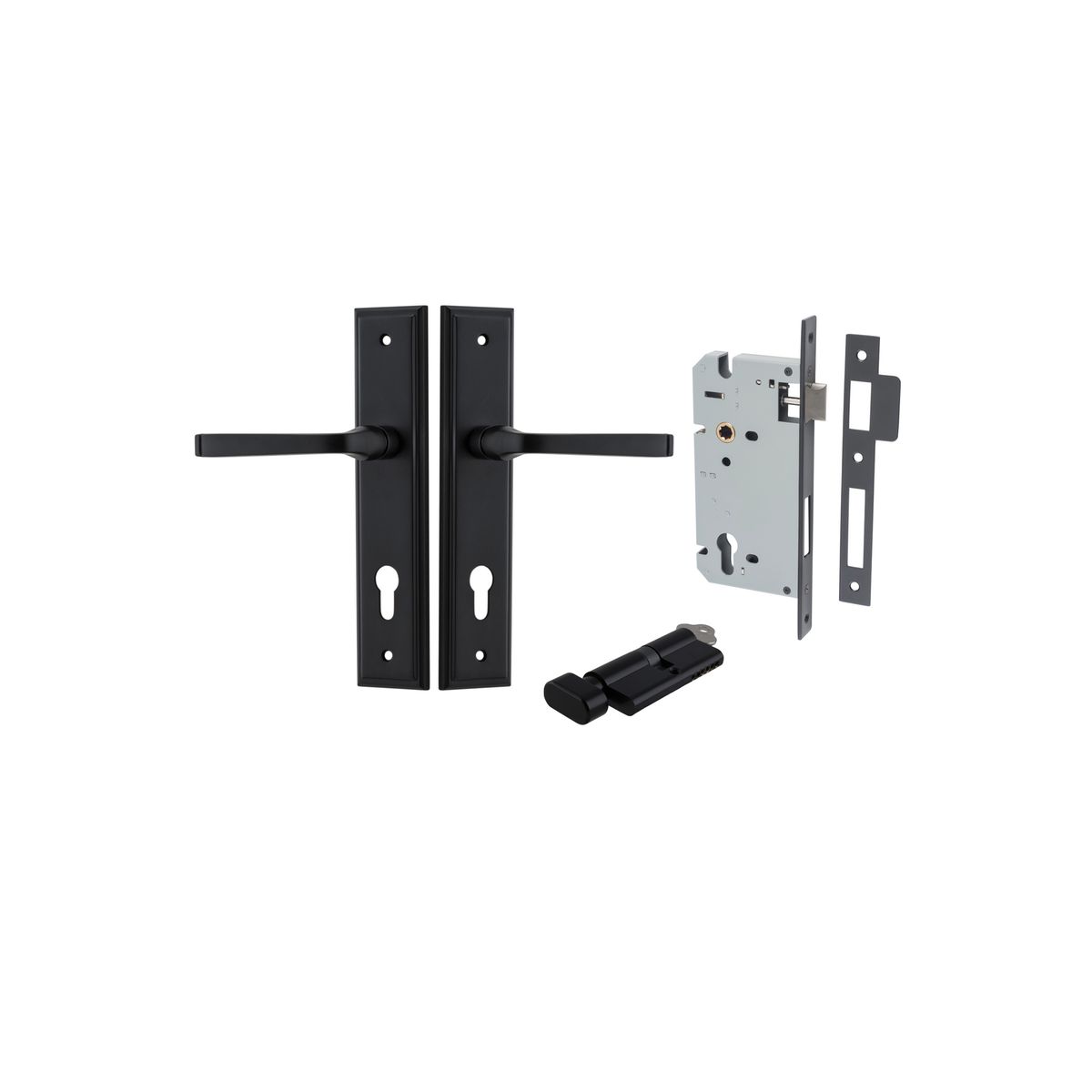 Iver Annecy Door Lever Shouldered Latch Pair, Passage Kit, Privacy Kit , Entrance Kit with High Security Lock -Matt Black