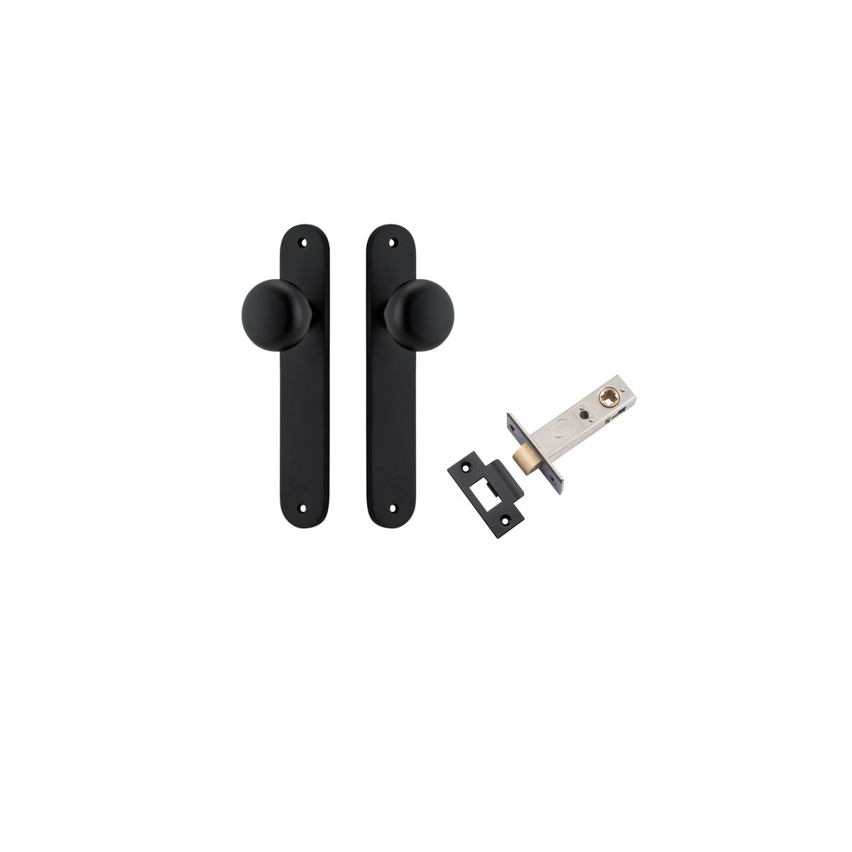 Iver Cambridge Door Knob Oval Concealed Fix Pair, Passage Kit, Privacy Kit , Entrance Kit with High Security Lock - Matt Black