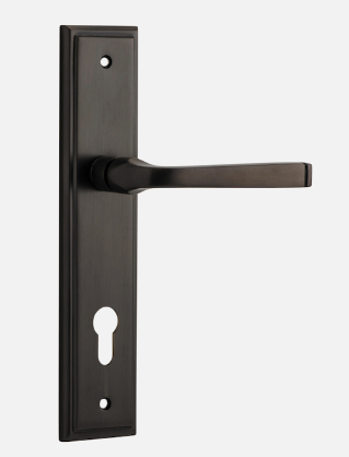 Iver Annecy Door Lever 10744 Stepped Backplate Signature Brass - Passage ,Privacy & Entrance