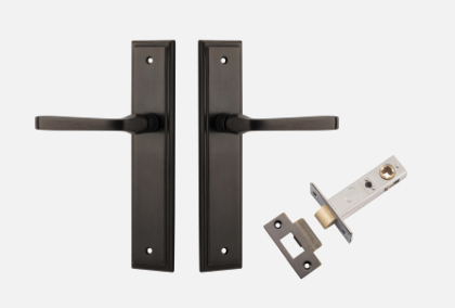 Iver Annecy Door Lever 10744 Stepped Backplate Signature Brass - Passage ,Privacy & Entrance