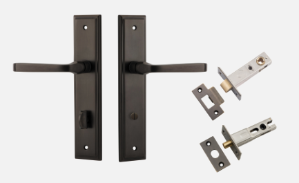 Iver Annecy Door Lever 10744 Stepped Backplate Signature Brass - Passage ,Privacy & Entrance