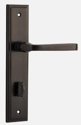 Iver Annecy Door Lever 10744 Stepped Backplate Signature Brass - Passage ,Privacy & Entrance