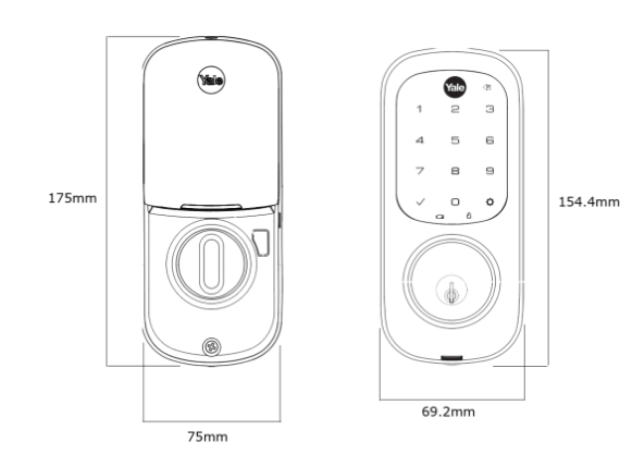 YALE ASSURE KEYED SMART-READY LOCK WITH PULL HANDLE SET SATIN NICKEL & MATT BLACK