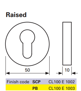 Cavity Slider For Doors Cavilock CL100 Escutcheon Raised Europrofile -Polished Brass & Satin Chrome