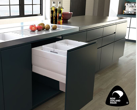 Tanova NZ Designer Soft Close Kitchen Bin - 450mm, 600mm Cabinet - 1 x 36L and 1x20Litre - White