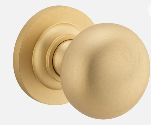 Iver Cambridge Door Knob 0252 Round Rose Brushed Brass - Passage kit ,privacy kit & Entrance Kit (Dual Function 5 pin and Key Thumb 6 Pin)