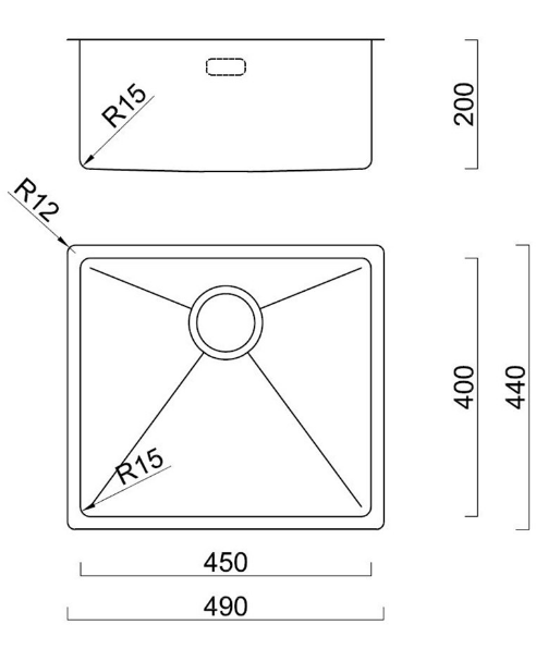 BURNS & FERALL FABRICATED SINGLE BOWL SINK INCL CLIPS, WASTE & OVERFLOW SILVER AVAILABLE IN 6 SIZES : 360MM,380MM,440MM,490MM,540MM & 590MM