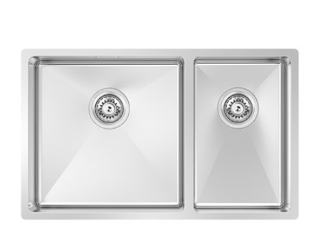 BURNS & FERALL DOUBLE BOWL SINK 400 + 250 X 400 & 450 + 200 X 400 LEFT & RIGHT SILVER