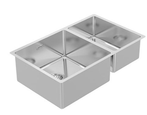 BURNS & FERALL DOUBLE BOWL SINK 400 + 250 X 400 & 450 + 200 X 400 LEFT & RIGHT SILVER