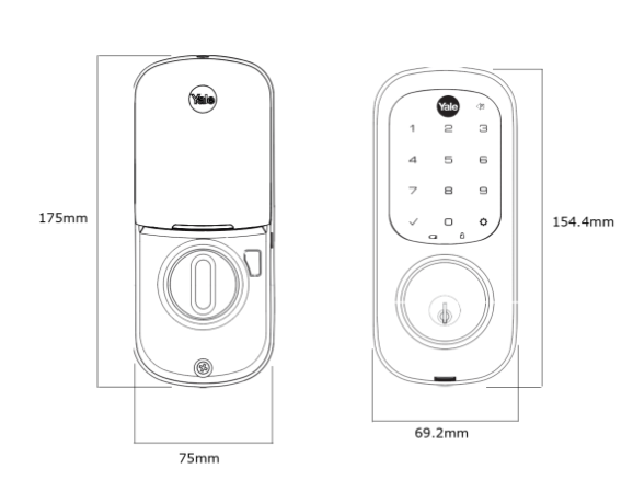 YALE ASSURE KEYED SMART-READY LOCK WITH PULL HANDLE SET SATIN NICKEL & MATT BLACK