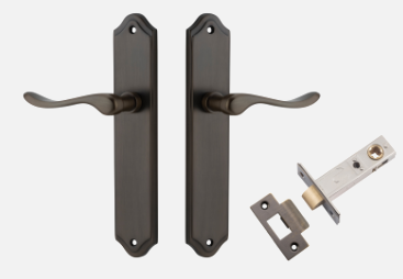 Iver Stirling Door Lever 10922 Shouldered Backplate Signature Brass - Passage ,Privacy & Entrance