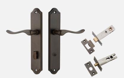 Iver Stirling Door Lever 10922 Shouldered Backplate Signature Brass - Passage ,Privacy & Entrance