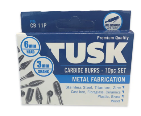 Tusk Heavy Duty Carbide Burrs 5pcs set ,10pcs set & 10pcs set 3mm Shank