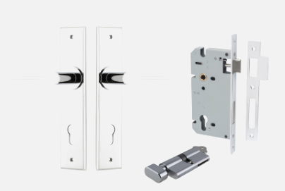 Iver Como Door Lever 11758 Chamfered Backplate Polished Chrome - Passage ,Privacy & Entrance