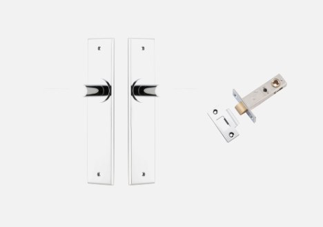 Iver Como Door Lever 11758 Chamfered Backplate Polished Chrome - Passage ,Privacy & Entrance