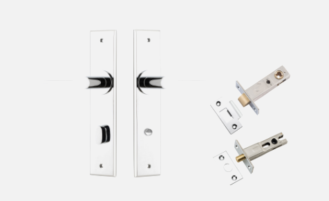 Iver Como Door Lever 11758 Chamfered Backplate Polished Chrome - Passage ,Privacy & Entrance